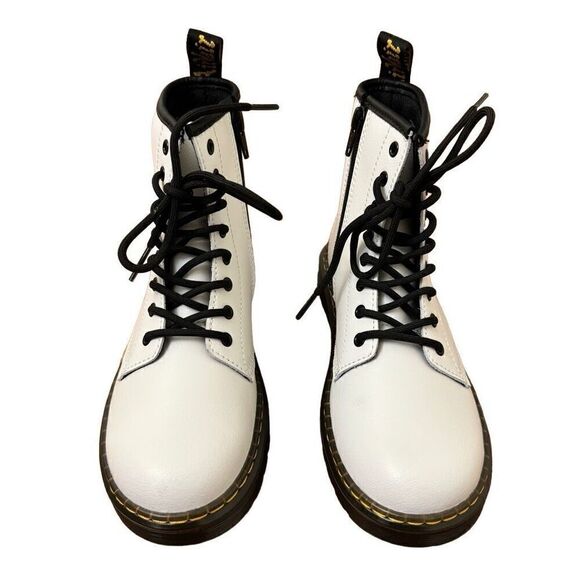 Dr. Martens Zavala Combat Boots White NEW Kids Size US 3 - Picture 3 of 8